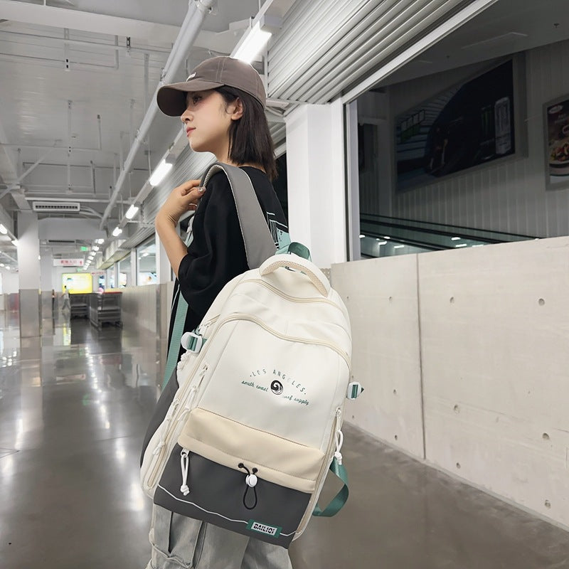 Backpack girl's friend: fresh, japanese-style school backpack - large capacity, cute color block design for middle and high school students
