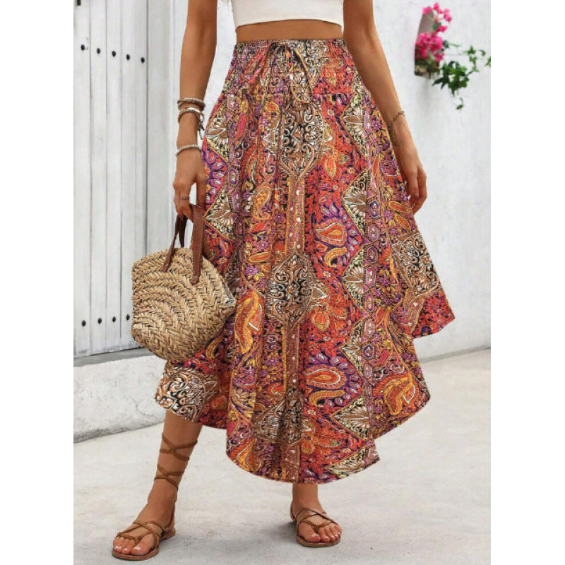 Shipped: hot-selling european and american cross-border style, new spring/summer bohemian ethnic print a-line casual dress