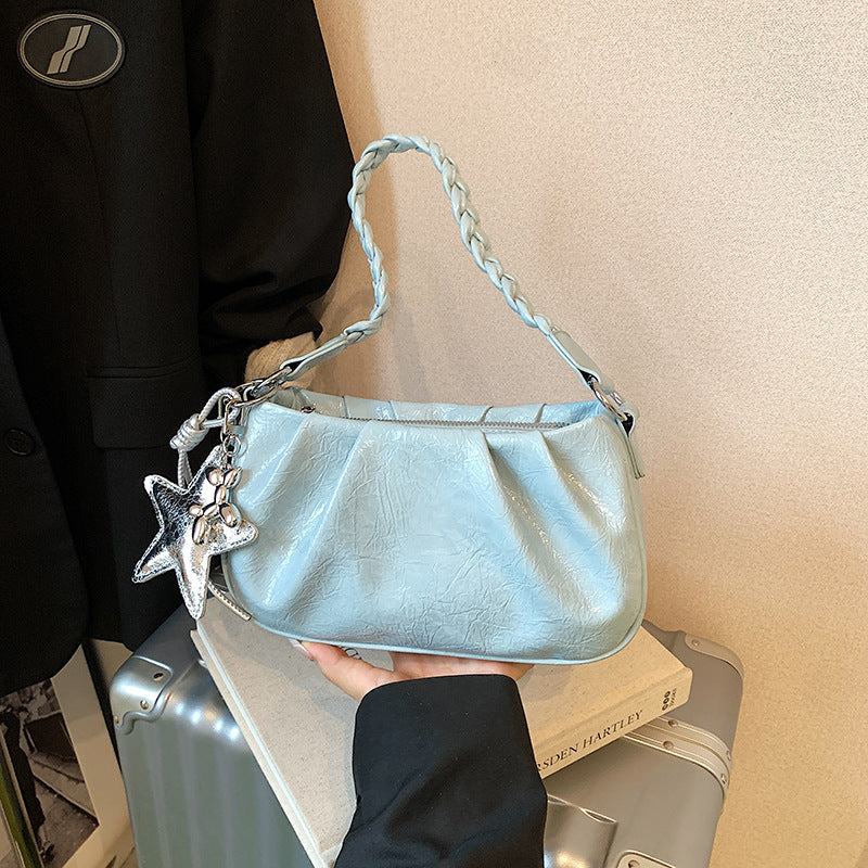 Cross-border niche design pleated underarm bag women's 2025 new casual Korean version fashion simple shoulder messenger bag