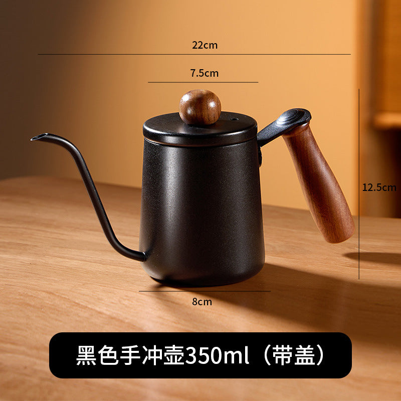 304 stainless steel hand brewing kettle walnut handle thin spout coffee pot outdoor hand brewed coffee utensils hanging ear drip kettle