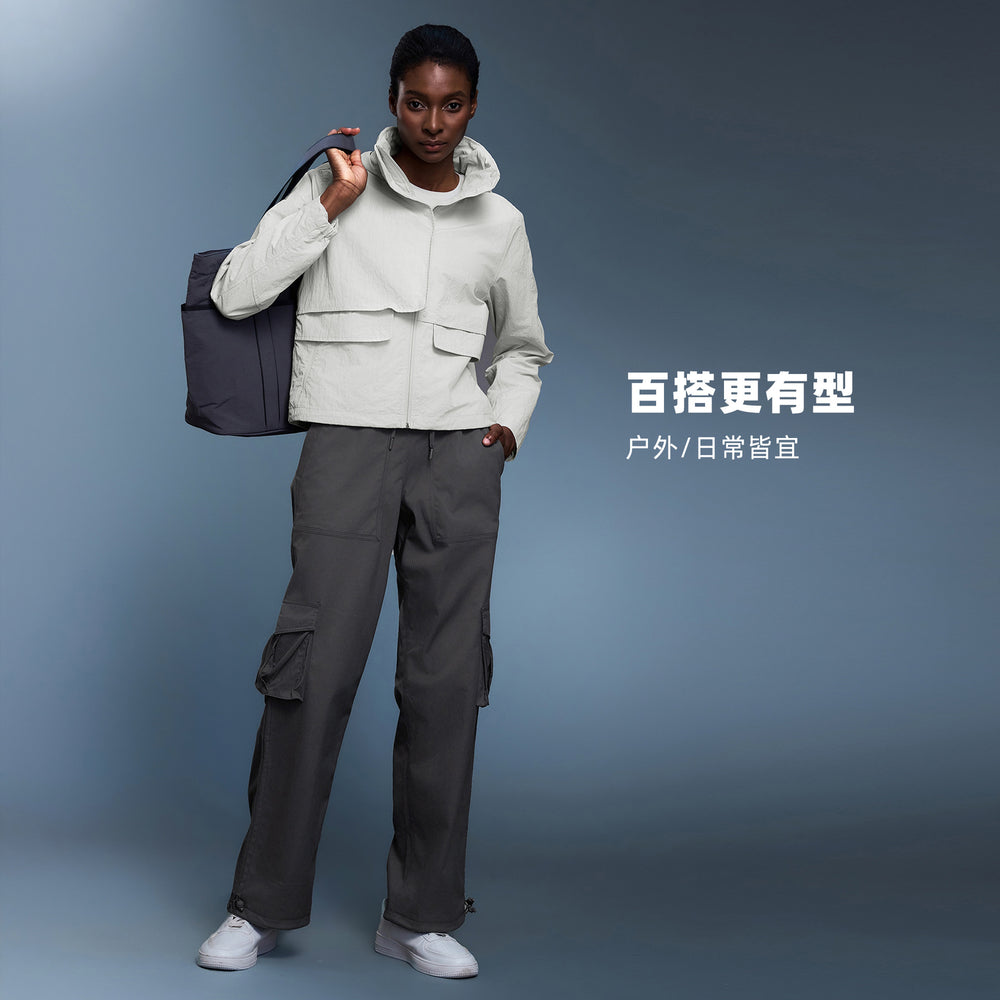 Outdoor waterproof abrasion resistant sports windbreaker women's packable hooded loosecasualoutwearjacketautumnd25125