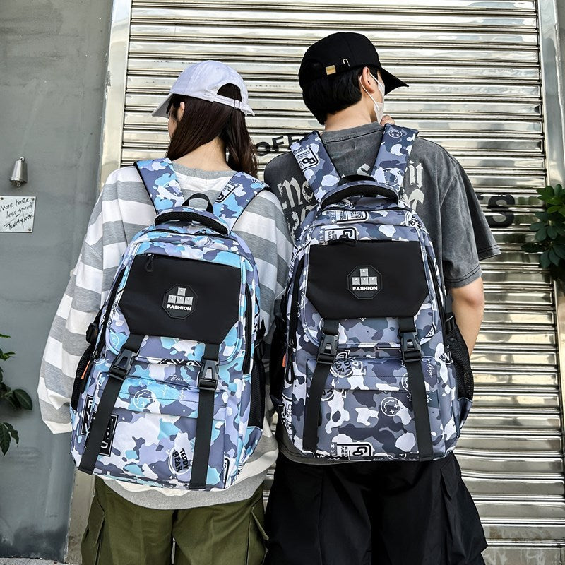 Junior high school student schoolbag female and male large capacity strong and durable backpack college student high school primary school camouflage travel backpack