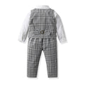 New boys' stylish british plaid vest suit three-piece set - autumn outfit for boys, perfect for baby's birthday party