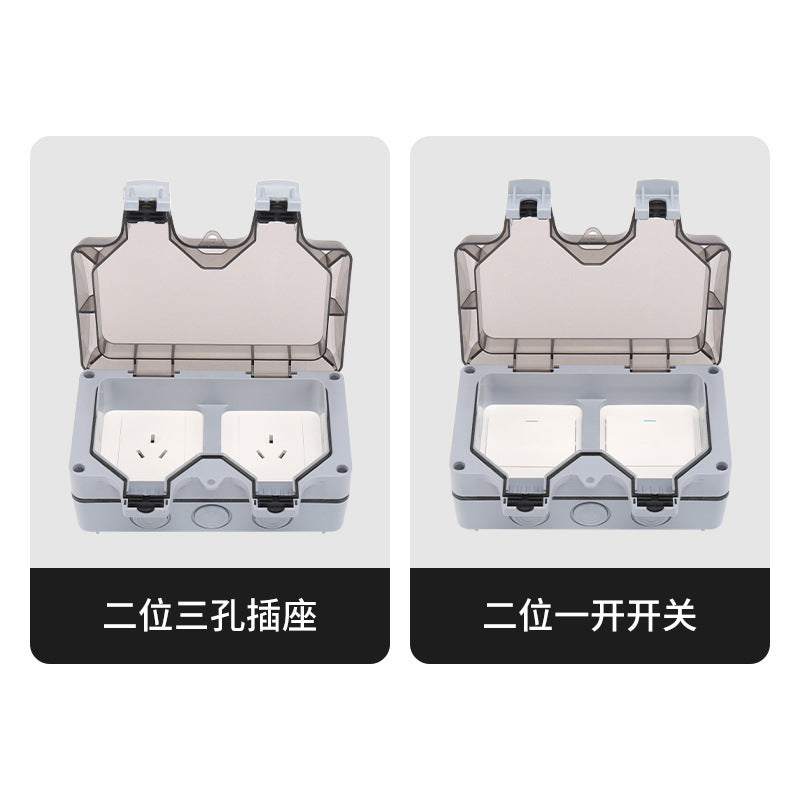 Indoor and outdoor surface socket waterproof box double socket smart toilet integrated battery car charging waterproof socket