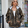 European and american cross-border e-commerce women's fashion: new washed leopard print denim jacket/outerwear for  and independent websites