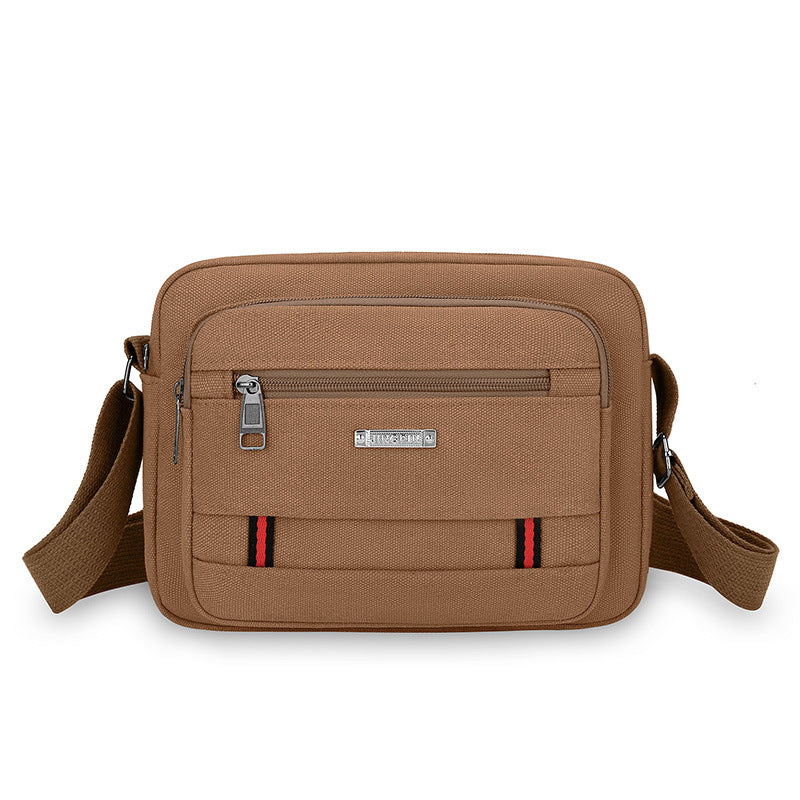 Foreign trade new men's shoulder bag business multi-layer simple texture canvas bag large capacity lightweight trendy messenger bag