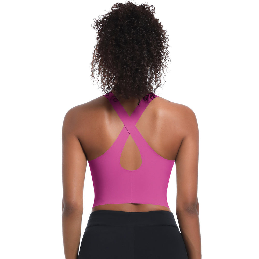 Clearance seamless solid color fitness sports bra running sweat-wicking breathable double-layer anti-show yoga backless yoga top for women
