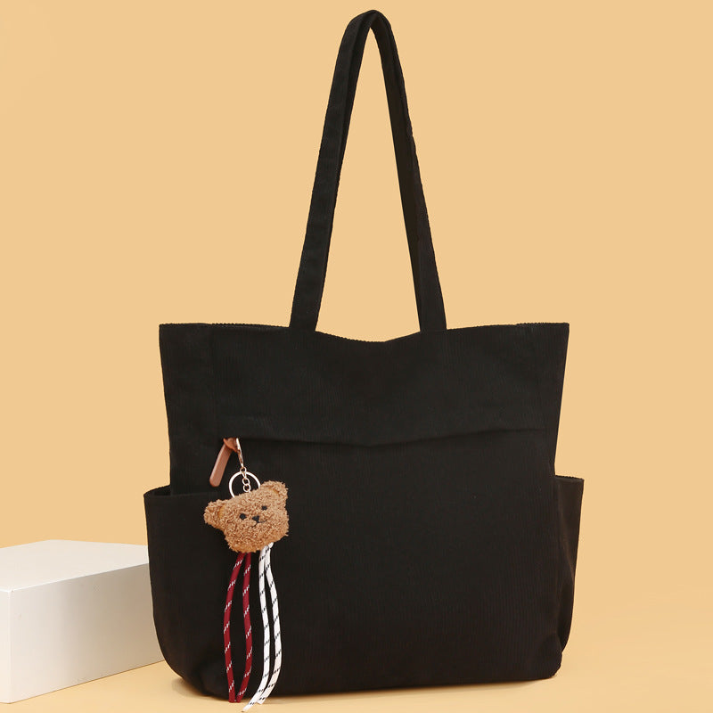 Corduroy large capacity women's bag new arrivalfashioneasiest for matchsatchel bag work clothing bag casual shoulder bag tote bag