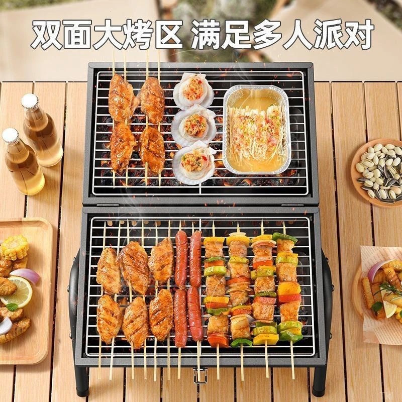 Bbq grill outdoor charcoal camping bbq rack barbecue pot chimney home indoor smokeless carbon tools