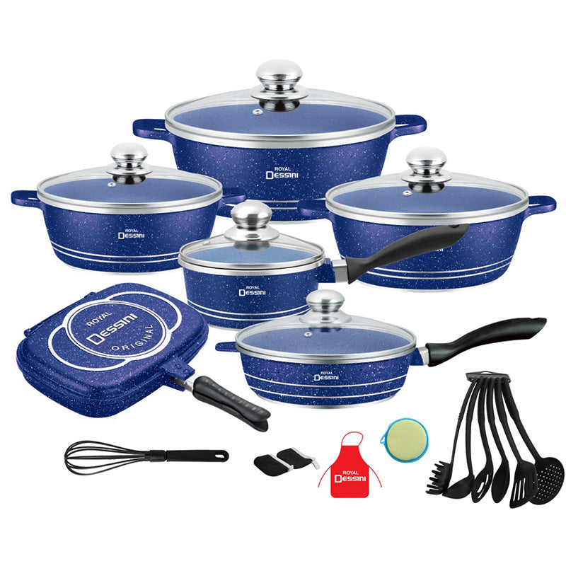 aluminum pot 23-piece set for home kitchen non-stick pot cooking pot suit die-cast soup pot wholesale