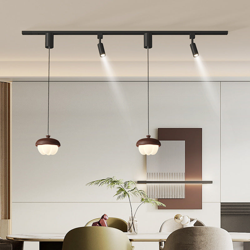 2025 new French restaurant one-word chandelier designer walnut pattern bar dining room tea room lighting