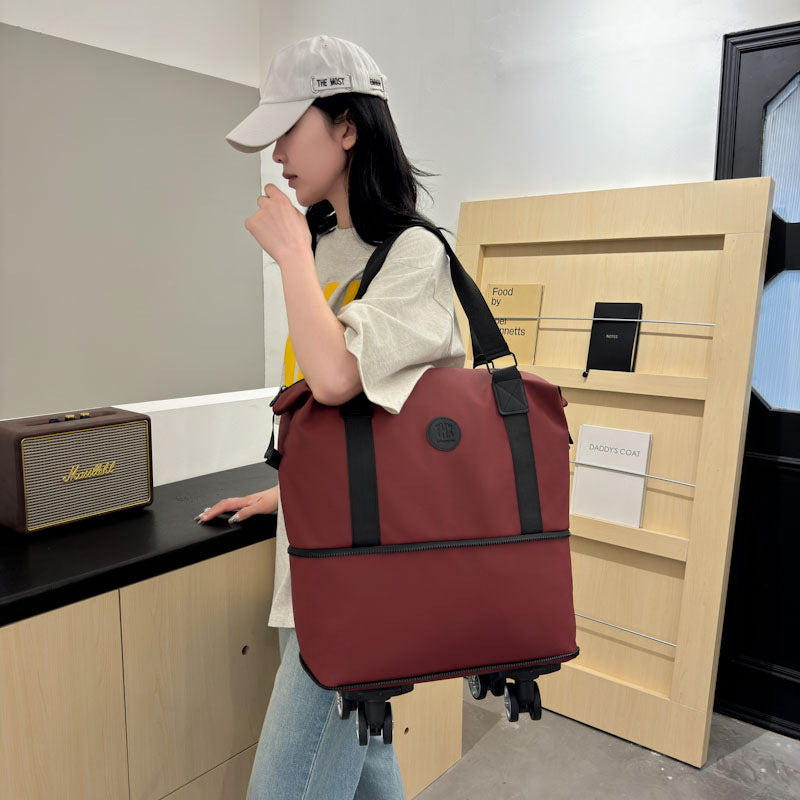 Multifunctional universal wheel travel bag women dry and wet separation fashionable large-capacity luggage bag expandable moving storage bag