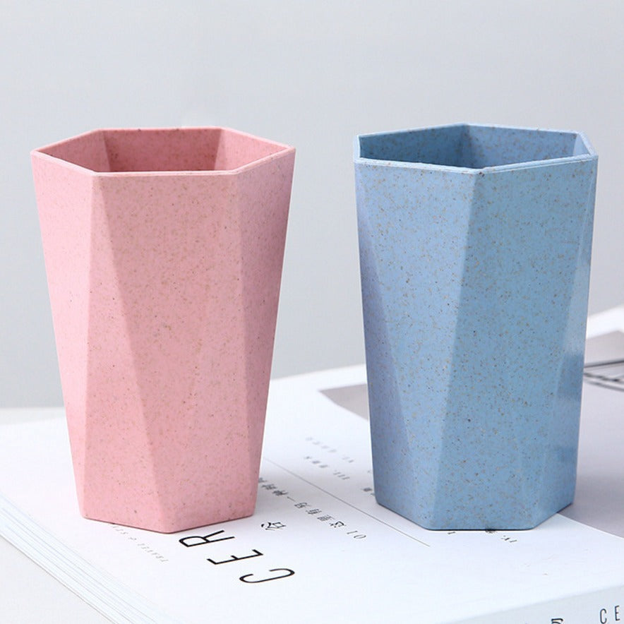 Wheat straw is fresh, rhombus cup brushing cup mouthwash cup, couple toothbrush cup washing cup simple candy color