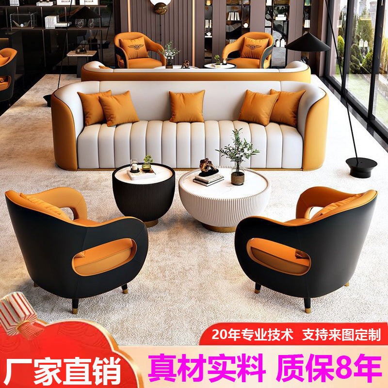 Nordic apartment hotel office negotiation sofa reception rest area sofa coffee table combination reception booth