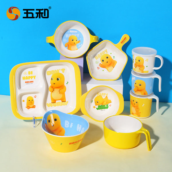 Wuhe Milk Dragon Children's Tableware Baby Bowl Special Bowl for Eating Baby Household Anti-drop and Anti-scalding Cute Supplementary Food Bowl