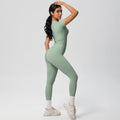 European and american nude feel compression quick-dry short sleeve yoga set - high waist, butt-lifting, outdoor training, running, and fitness activewear