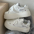 Dexun women's versatile casual sneakers - spring 2026 new collection: dopamine bread shoes, chunky platform white sneakers for students