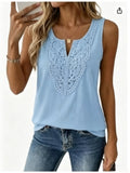 european and american cross-border new v-neck fashion hollow-out eyelet top