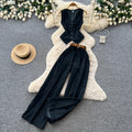 European and american retro denim chic two-piece set for women: sleeveless vest & high-waisted pants - slim fit, summer style