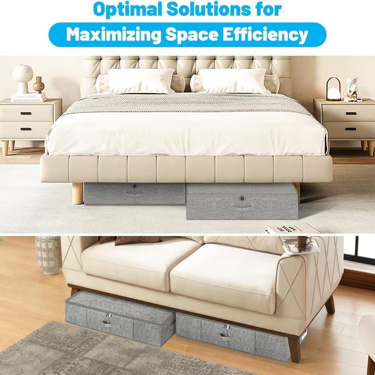 bed transparent storage box blanket clothing shoes finishing bag cationic with zipper compartment storage box