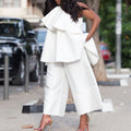 C8537 independent station european and american large size women's clothing cross-border personalized loosetops wide-leg pants two-piece set foreign trade suit