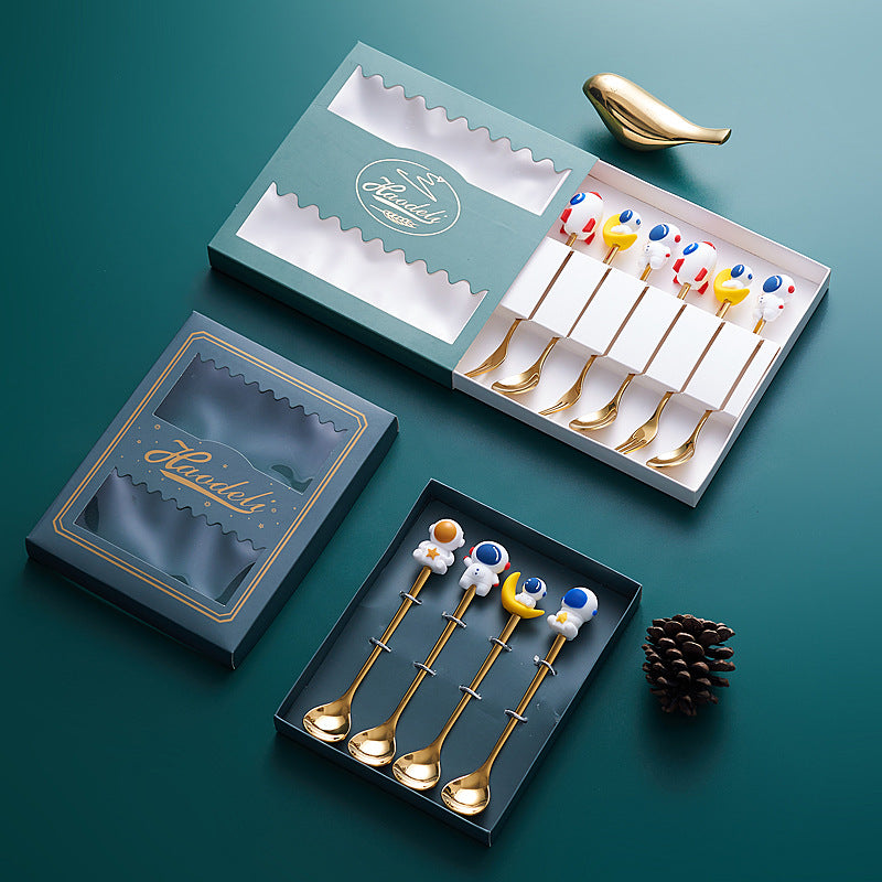 Stainless steel spoon set - cute cartoon santa claus design - creative christmas dessert spoons - wholesale party favors