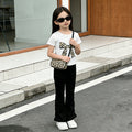 new girls' t-shirt and pants two-piece set - kids' fashion korean style children's clothing trendy bow detail
