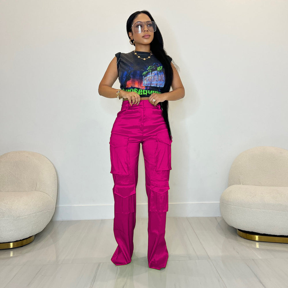 e-commerce source of goods fashionfashioncasual women's pure color multi-flap pocket pantsworkwearpants
