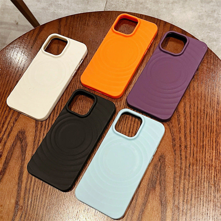 Sun shell suitable for apple 16pro magnetic ring pattern mobile phone case iphone12/15 pure color tpu protective cover