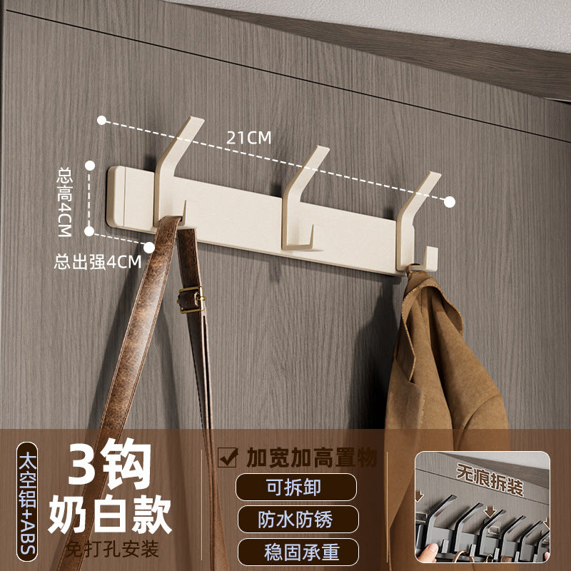 Space aluminum hook, punch-free door back coat hook, wall-mounted fixed wall coat hook, entrance hall coat rack