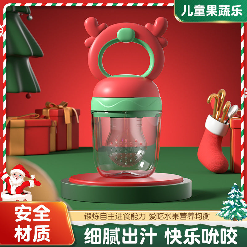 Baby fruit and vegetable bite happy baby eat fruit complementary food tooth glue deer fruit and vegetable pacifier children's juice silicone pacifier