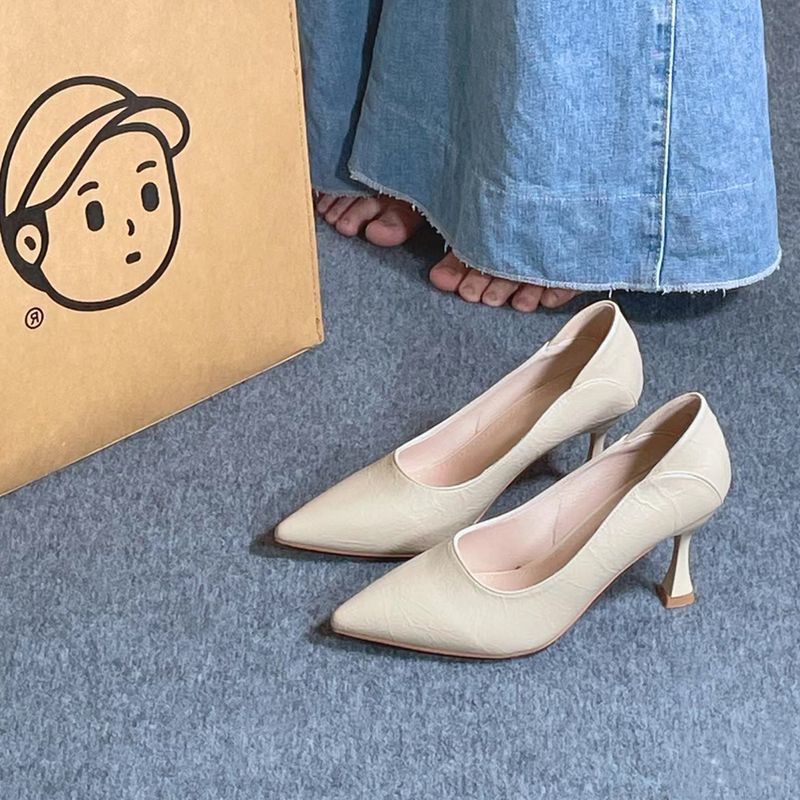 2025 spring/autumn new pointed-toe high heels - women's comfortable, non-fatiguing single shoes, versatile for interviews