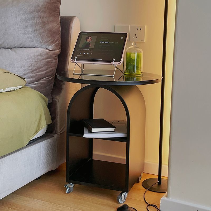 Cream style sofa round glass side table modern creative living room coffee table bedroom bedside table small table movable