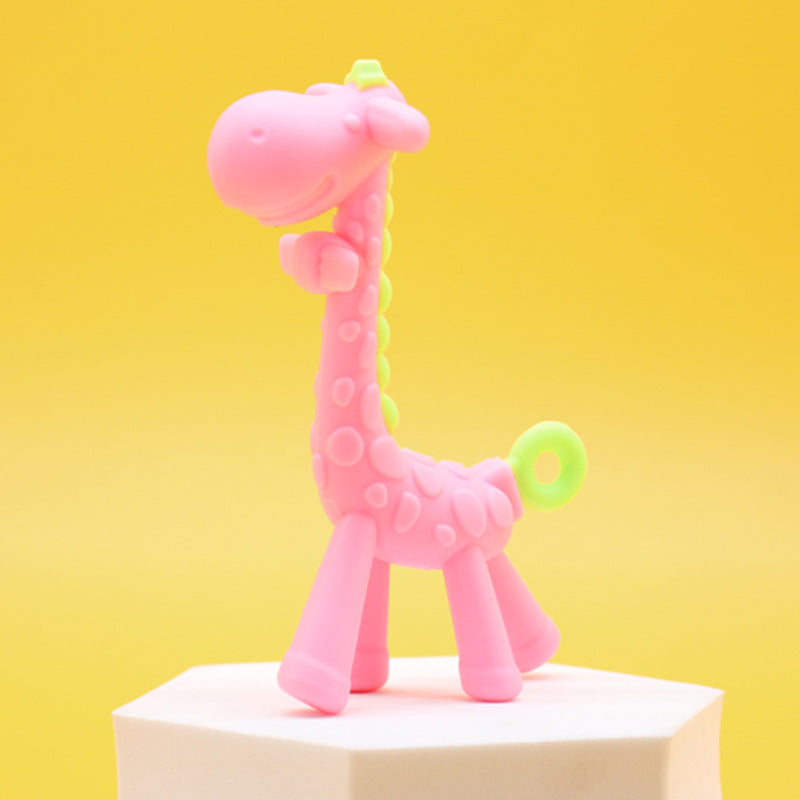 Baby molar stick food grade silicone bite music 6 months teething period baby soothing bite glue giraffe toothpaste