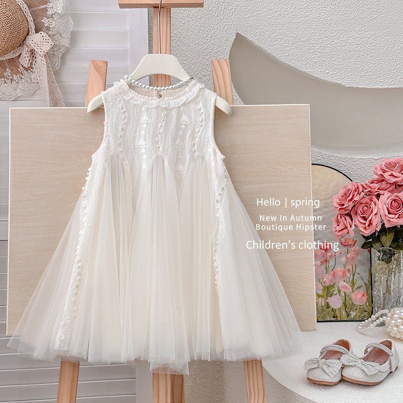 Girls' tank top fashionable princess dress - trendy sleeveless sundress for kids, perfect for summer  birthday parties