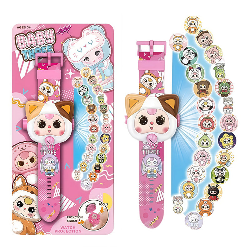 Trendy new toy cartoon projection kids toy watch, hot-selling sanrio projection electronic luminous watch, educational