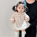 Summer infant romper dress set - baby girl sweet pink cartoon dress outfit