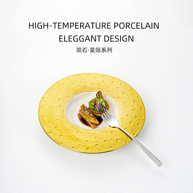 European-style creative mars crater straw hat plate - premium hotel tableware, western dinner plate, restaurant-specific dessert/sauce/southern italian pasta plate