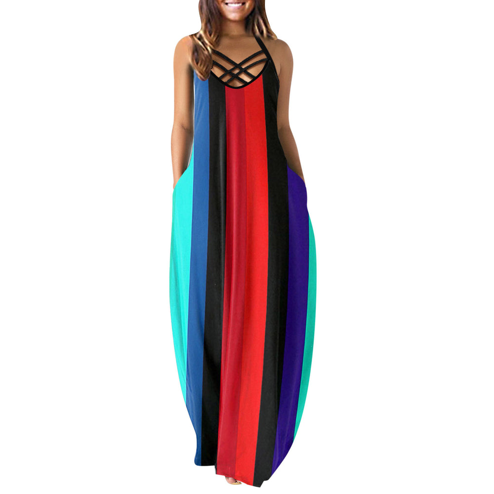 new arrival: european and american style casual fashion summer loose sleeveless camisole maxi dress for  export