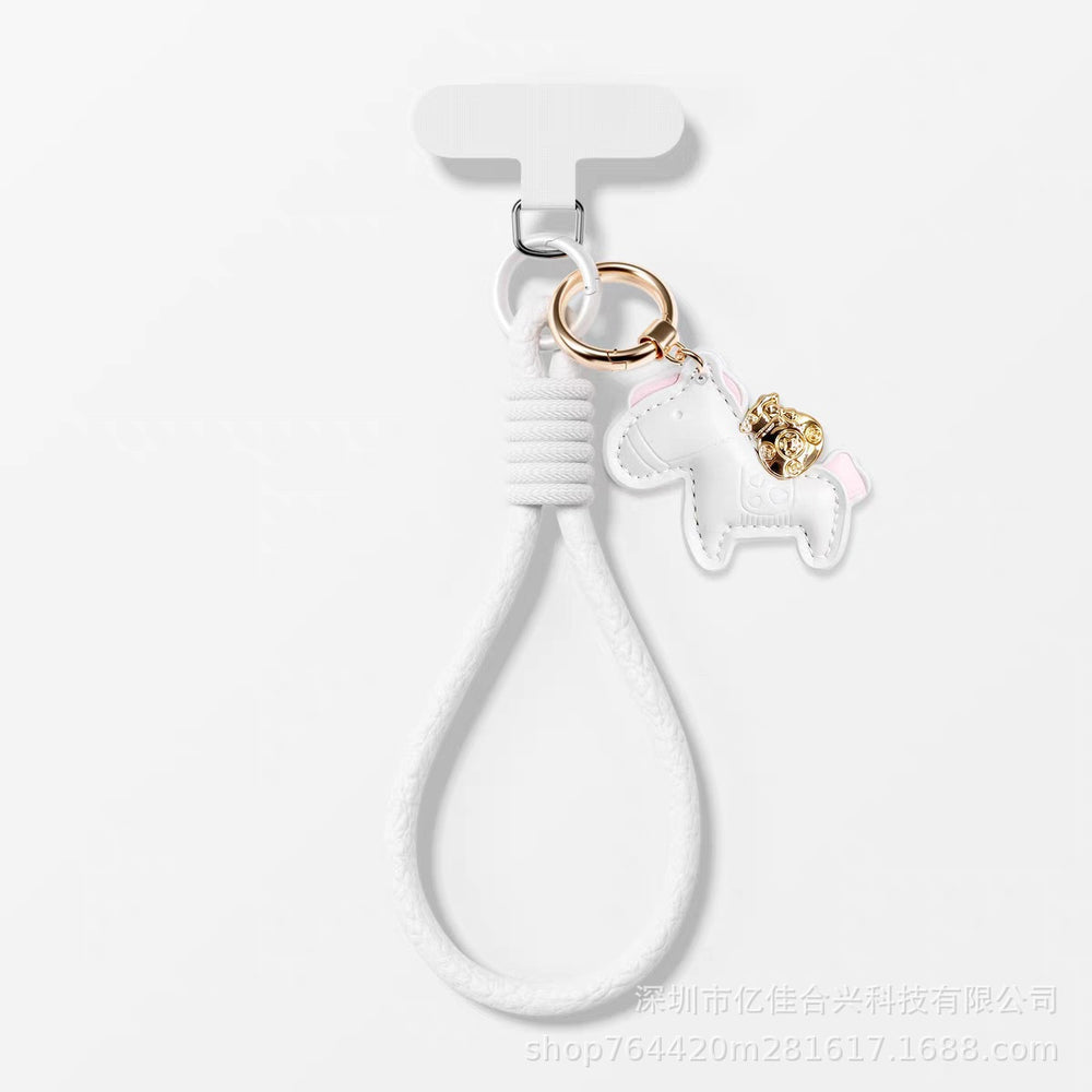 New year's edition pony leather phone lanyard - "get rich quick" wrist strap, bag charm, keychain, anti-lost short lanyard