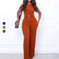 D277 cross-border sourcing:   summer new arrival - solid color ribbed casual fashion set, european and american style two-piece outfit