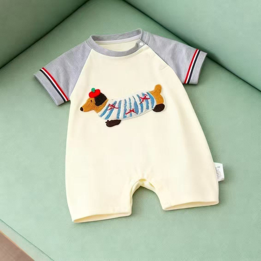 Summer lightweight full month baby romper - newborn short-sleeve bodysuit - cartoon onesie for boys and girls
