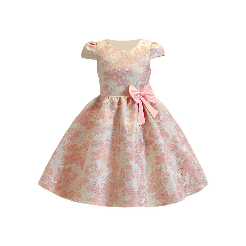 Girls' dress birthday chic princess dress pink cute style baby girl skirt new cross-border custom woven gold