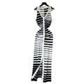 Summer dress: unique, high-end, sleeveless, slim-fit, color block striped knit dress with polo collar - bodycon maxi dress