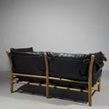Leather upholstered designer solid wood b&b living room saddle leather chair wabi-sabi style sofa frameless b&b commercial