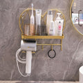 Bathroom decorative shelf wall mount - toilet paper, hair dryer, and cosmetic organizer for vanity - no drilling required
