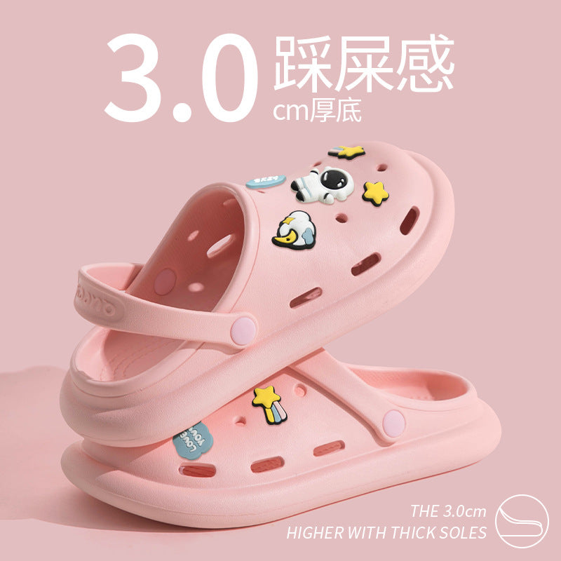 Crocs women's sandals 2023 summernew arrivalpopularthick solecute cartoon toe cap beach slippers trendy ins