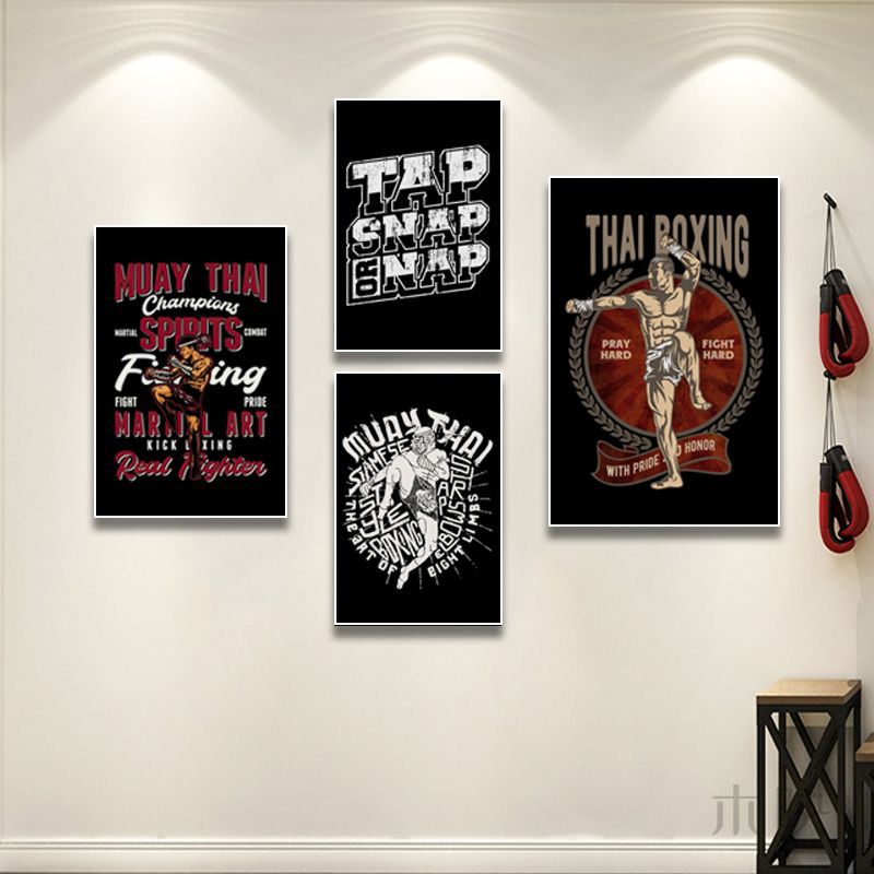 Fighting decorative painting Boxing gym training wall hanging painting Muay Thai Sanda Fighting gym American poster Sports mural