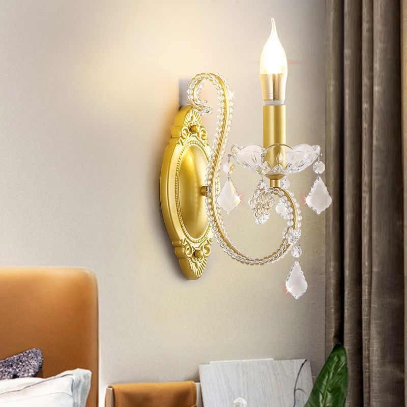 French crystal wall sconce - bedroom bedside, living room, hallway, entryway, study - european style crystal wall lamp