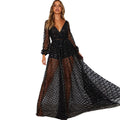 summer new arrivals: european and american style sexy v-neck backless sequin mesh evening gown/maxi dress